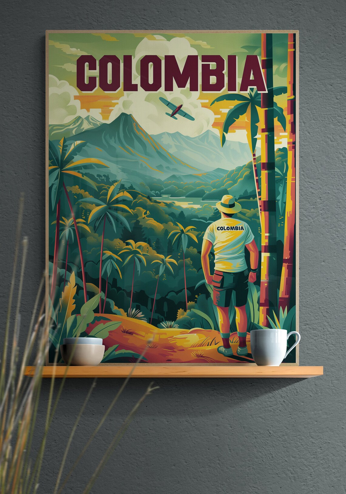 Colombia Mountain Palms Traveler Adventure Retro Travel Poster - Image 3