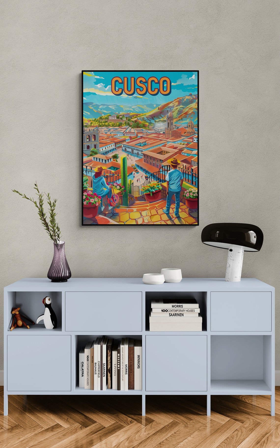 Cusco Old Town Overlook Red Roofs Peru Vintage Travel Poster - Image 3