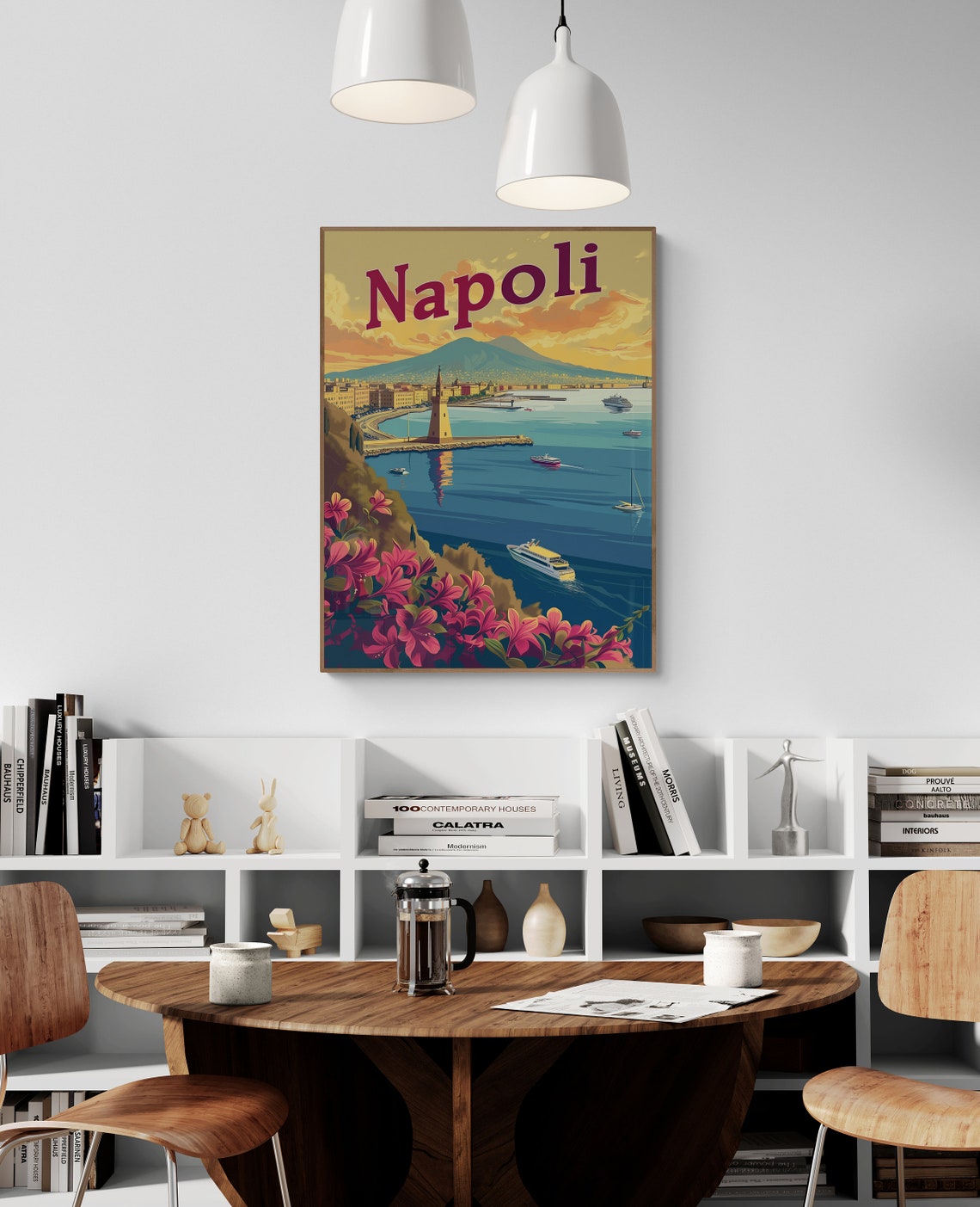 Napoli Bay Vesuvius Lighthouse Vintage Italian Coast Poster Art - Image 5