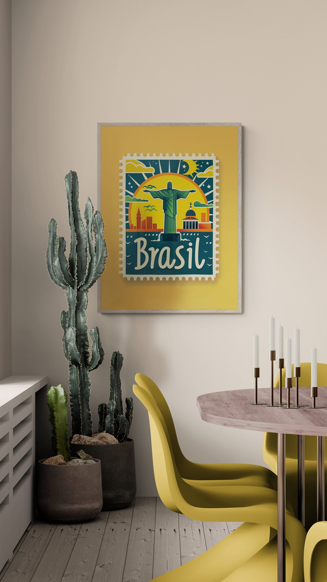 Brasil Christ the Redeemer Rio Retro Stamp Style Travel Poster - Image 4