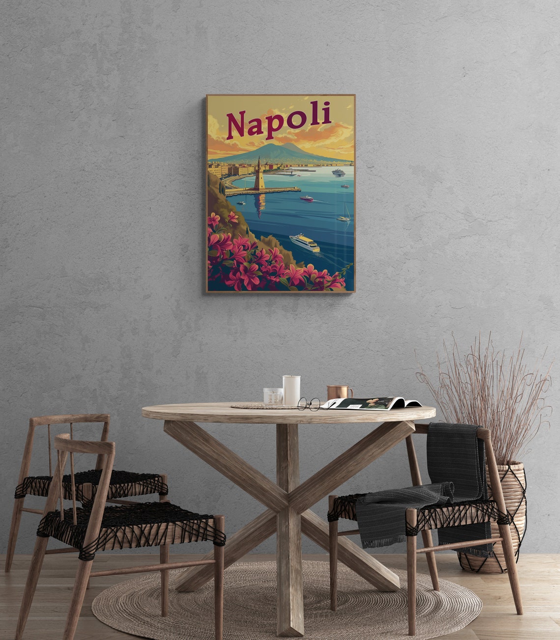 Napoli Bay Vesuvius Lighthouse Vintage Italian Coast Poster Art - Image 4