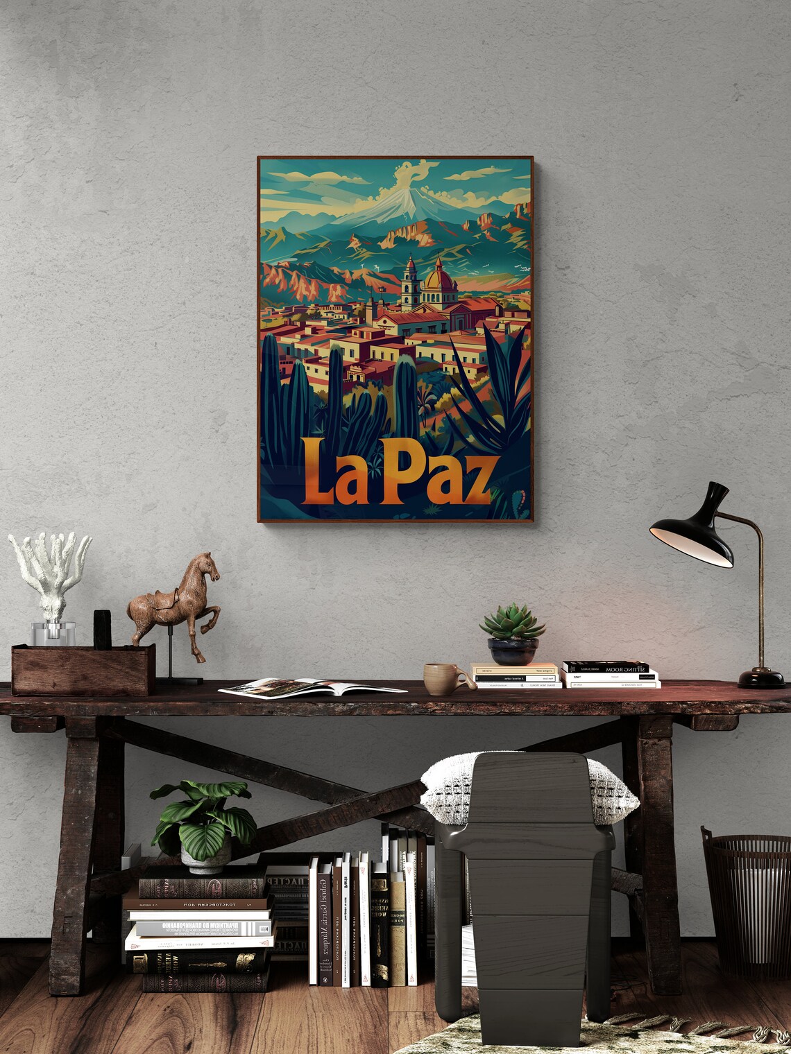 La Paz Bolivia Andes City Mountain Vintage Retro Travel Poster - Image 4