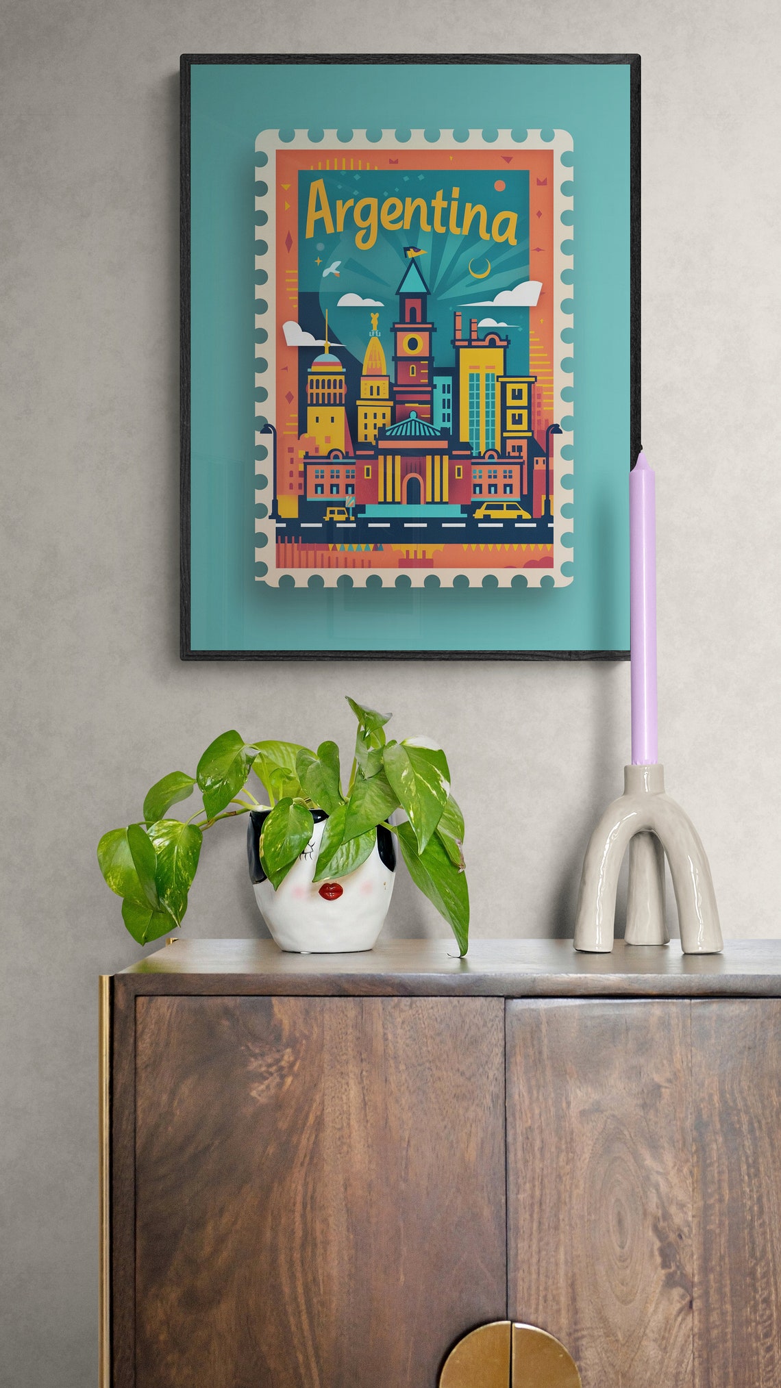 Argentina City Skyline Vintage Postage Stamp Style Travel Poster - Image 3