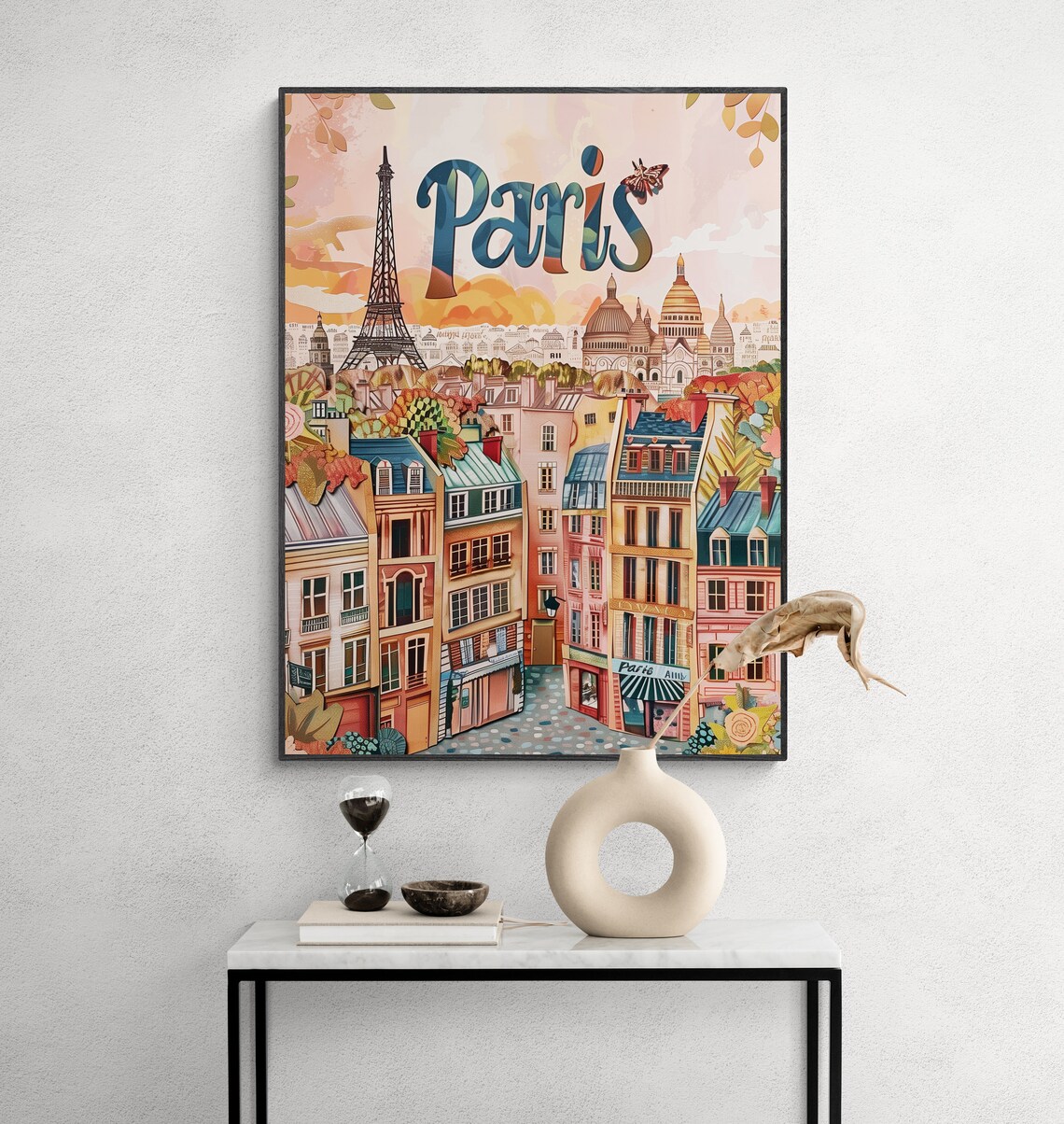 Paris Eiffel Tower Sacre Coeur Autumn Watercolor France Travel Poster - Image 5