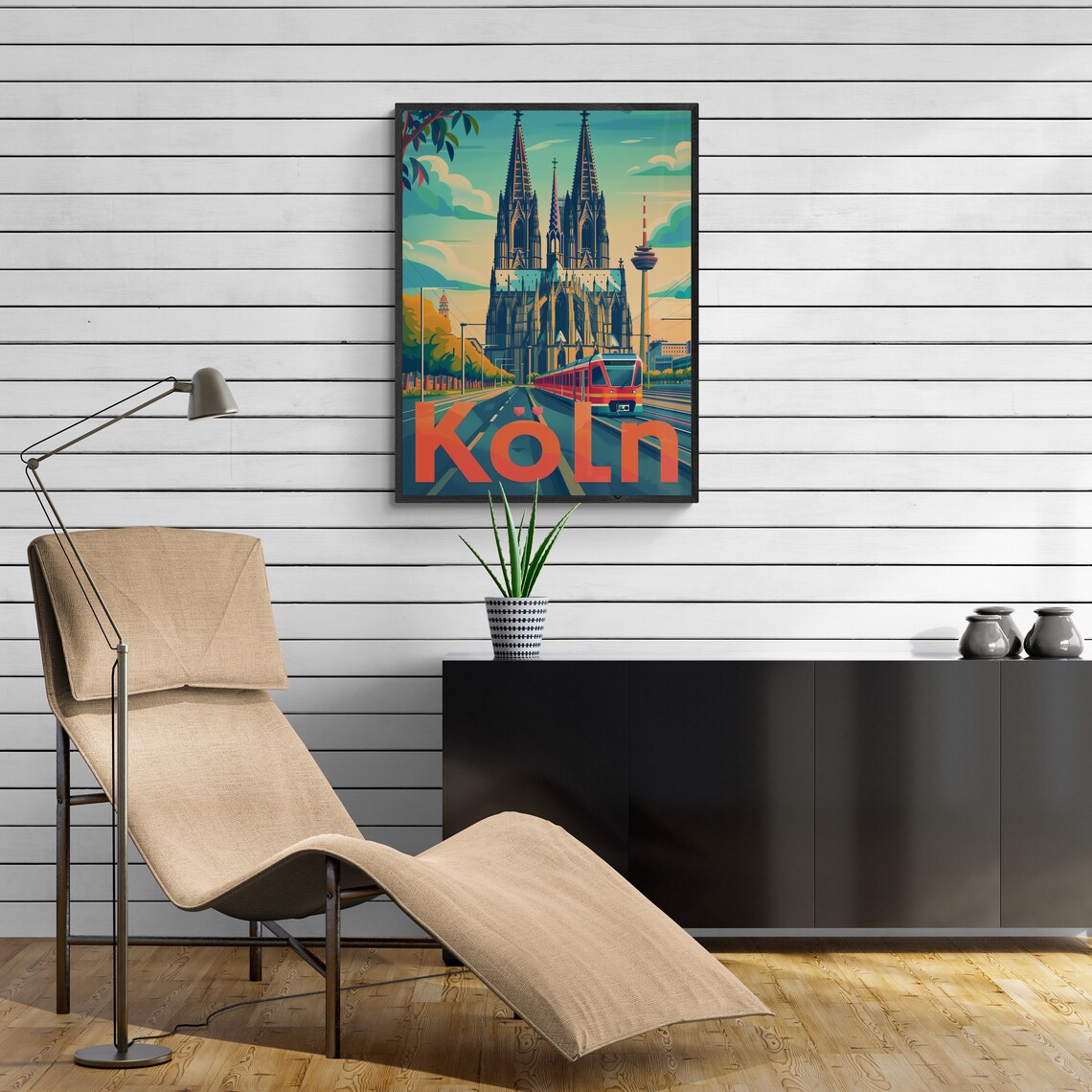 Koln Cologne Cathedral Tram Street Daytime Vintage Travel Poster - Image 3