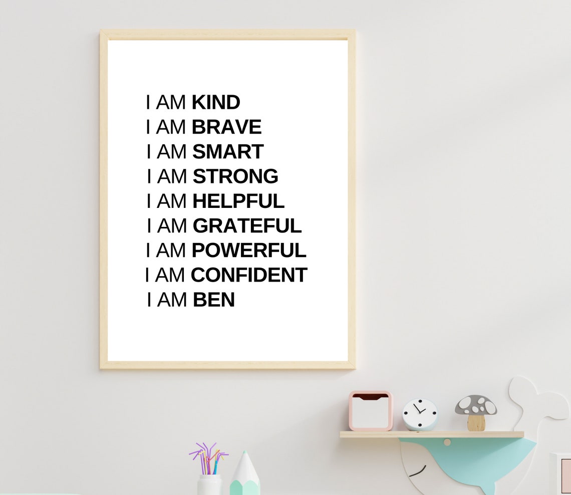 Personalized Name Kids Affirmations Confidence Building Poster - Image 3