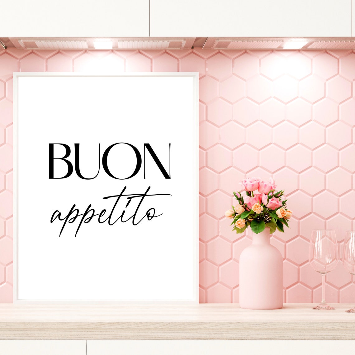 Buon Appetito Italian Kitchen Script Minimalist Dining Wall Art - Image 2