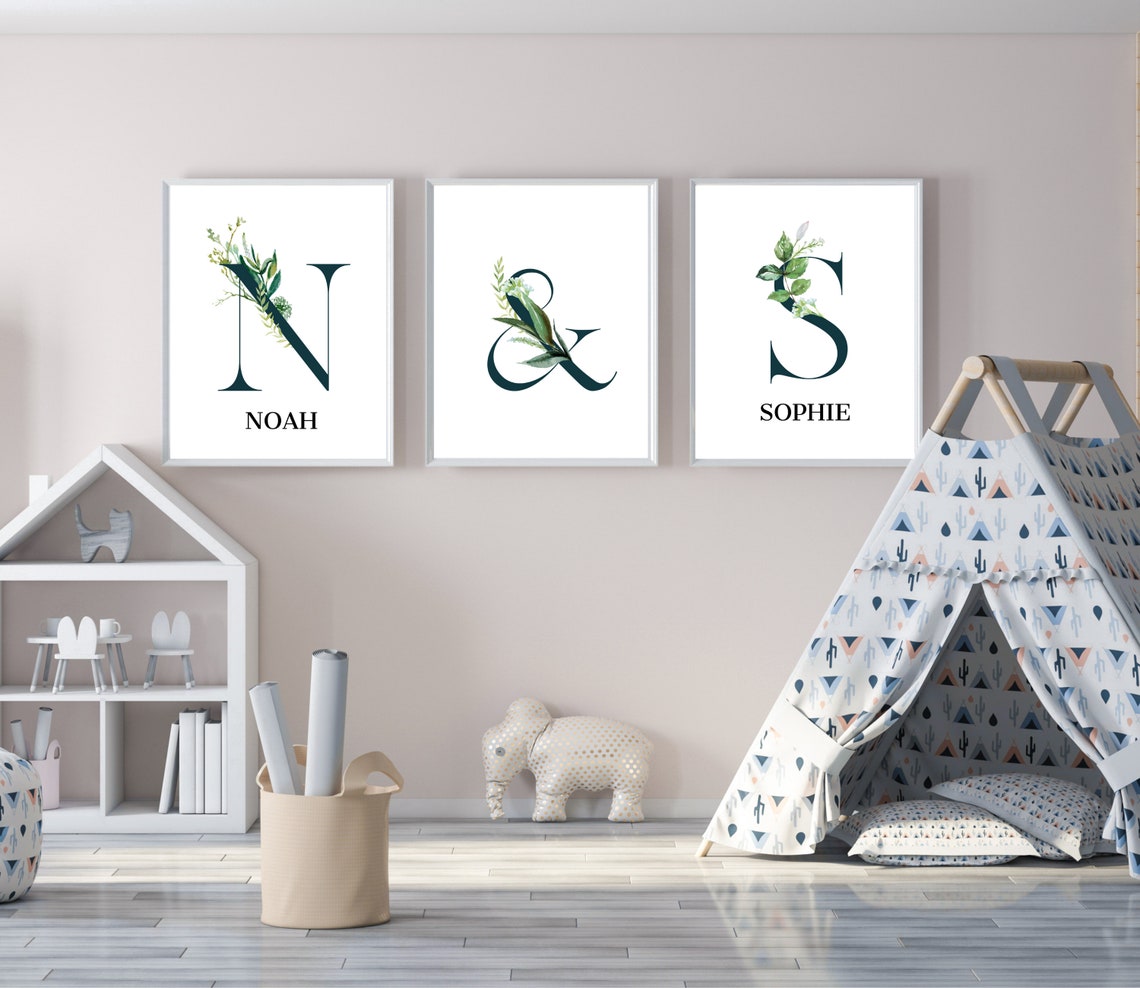 Personalised Eucalyptus Initial Letter Name Nursery Poster Oliver - Image 4