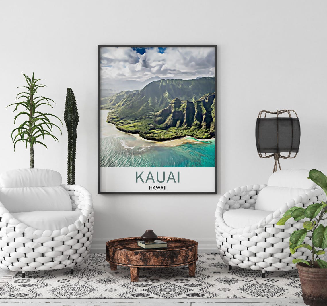 Kauai Travel Print Kauai Wall Art Kauai Poster Kauai Art Print Kauai Artwork Unique Birthday Wedding Gift Cityscape Poster - Image 2