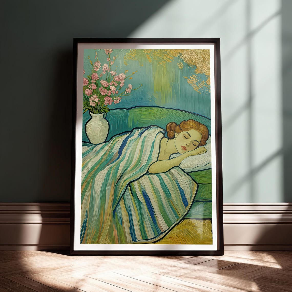 Sleeping On Couch Art, Van Gogh Style Figure