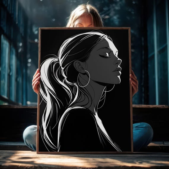 Minimalist Woman Portrait, Art Print