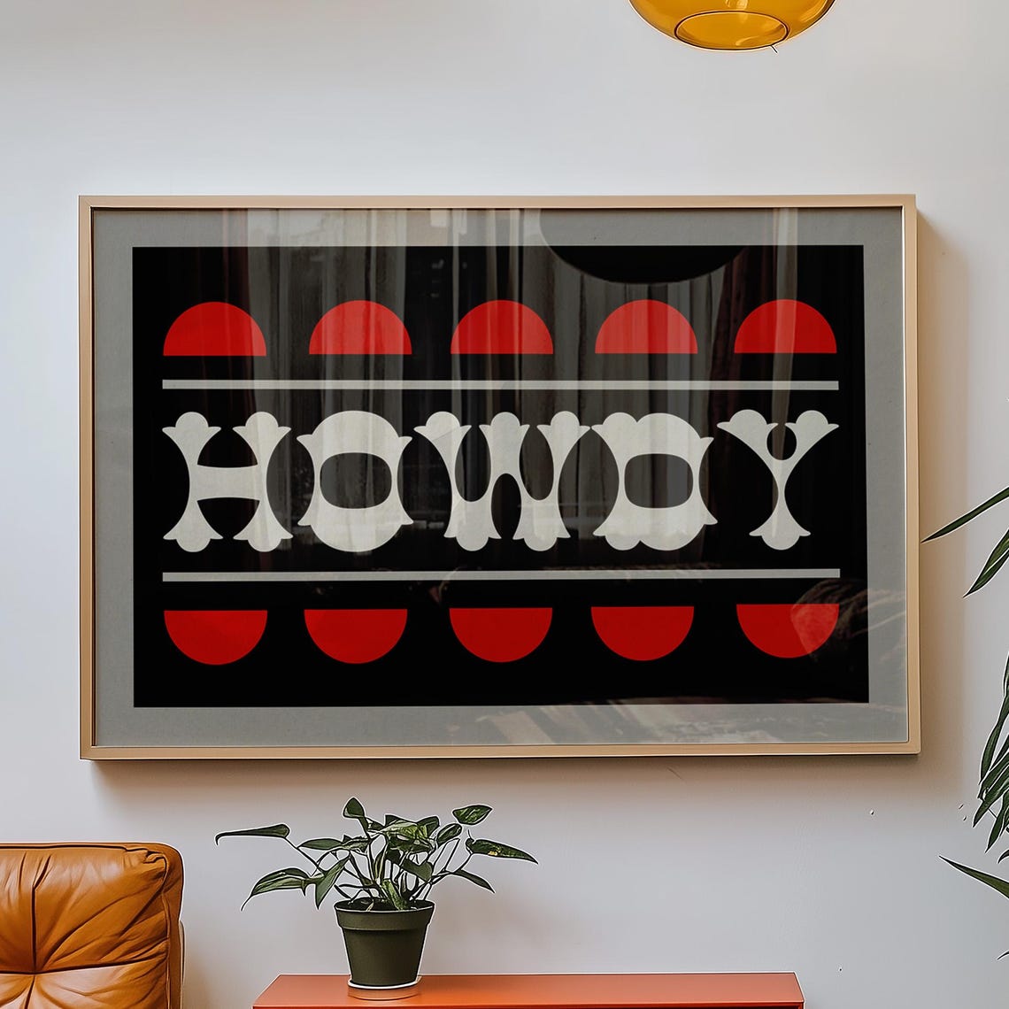 HOWDY Western Typography Black Red Retro Cowboy Wall Art Poster - Image 3