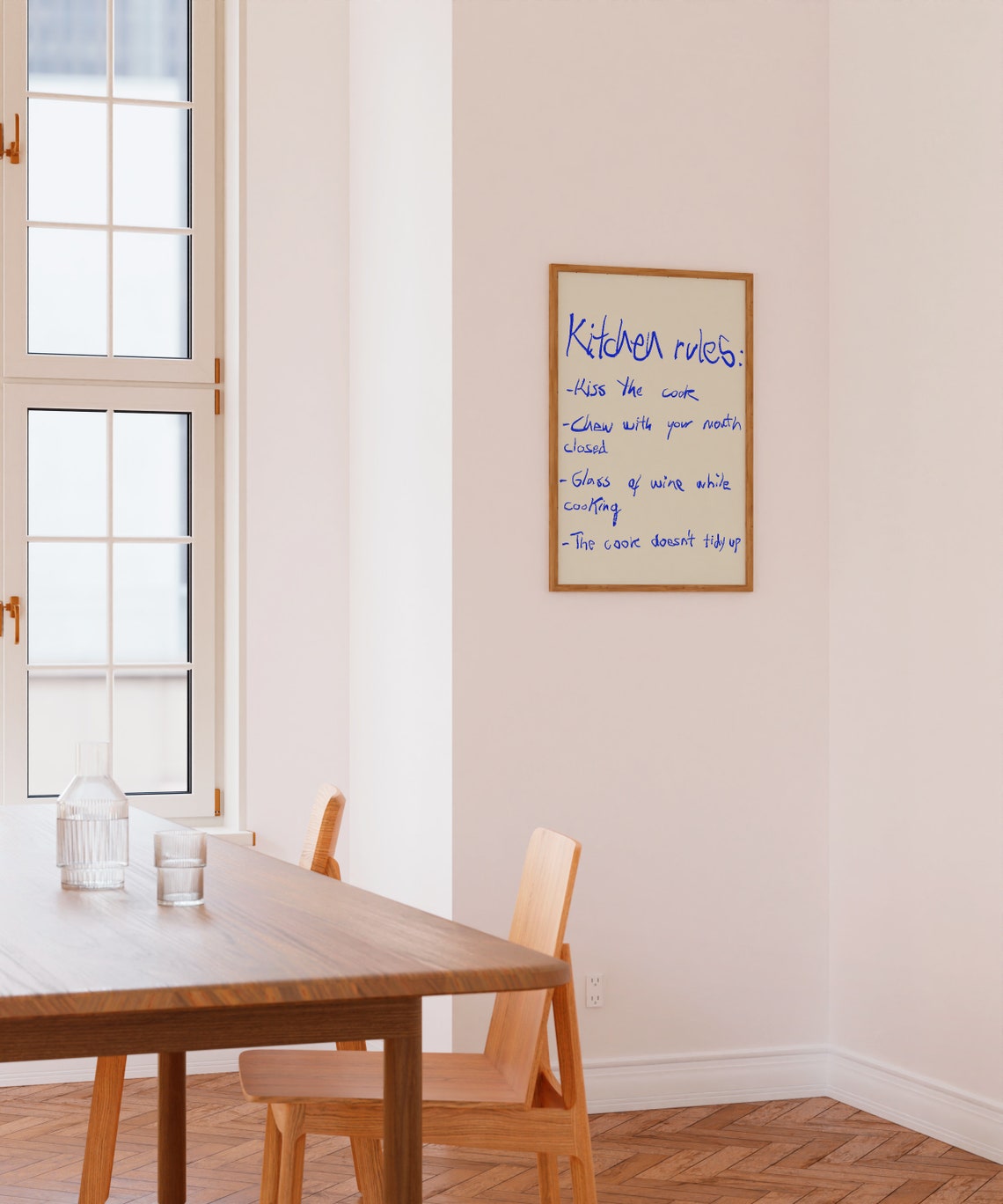 Fun Kitchen Rules Handwritten Blue Marker Kitchen Decor Poster - Image 3