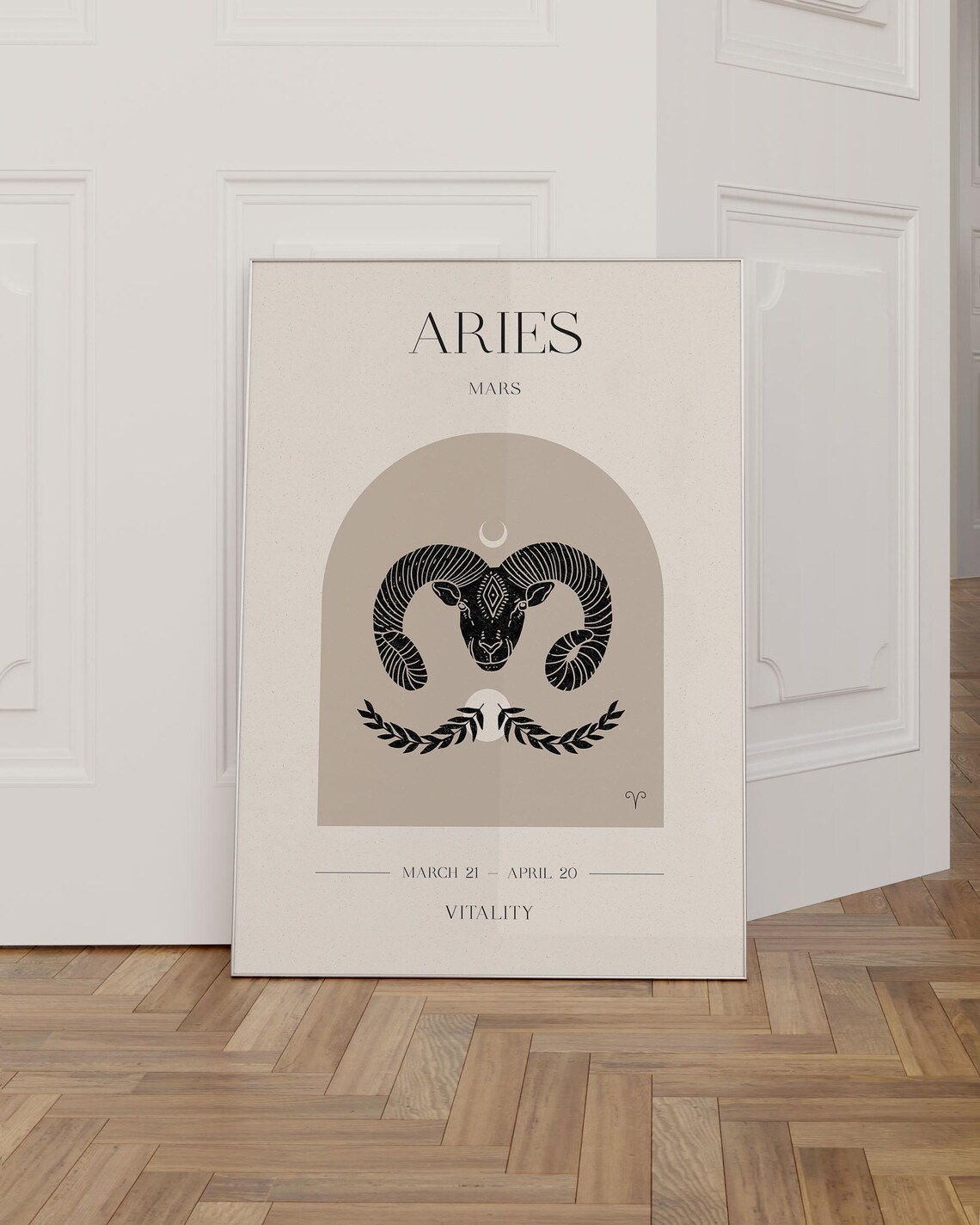 Aries Zodiac Sign Boho Art Print, Astrology Decor