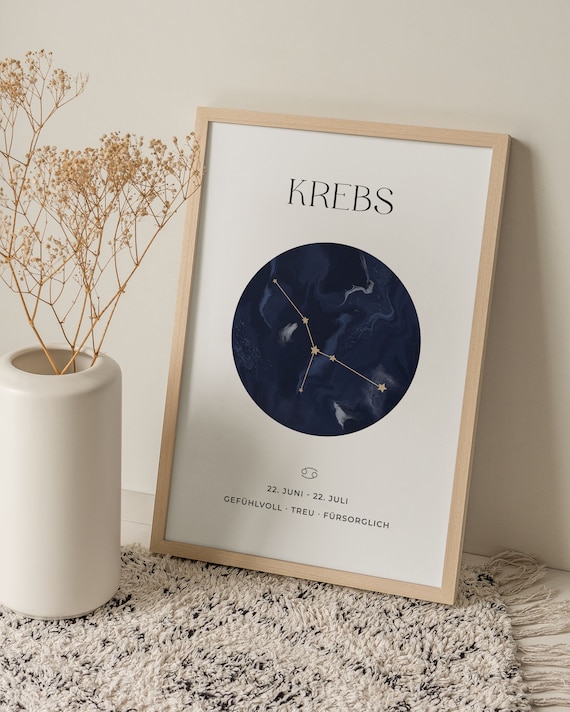 Cancer Constellation Zodiac Poster, Astrology Art Print