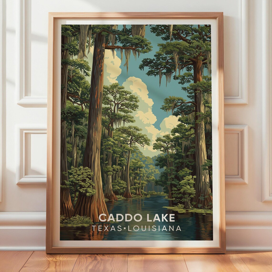 Caddo Lake Vintage Travel Poster, Texas Louisiana