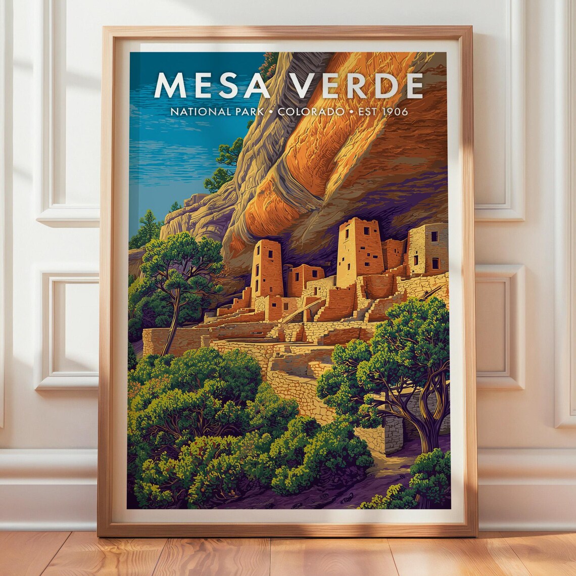 Mesa Verde National Park, Retro Travel Poster