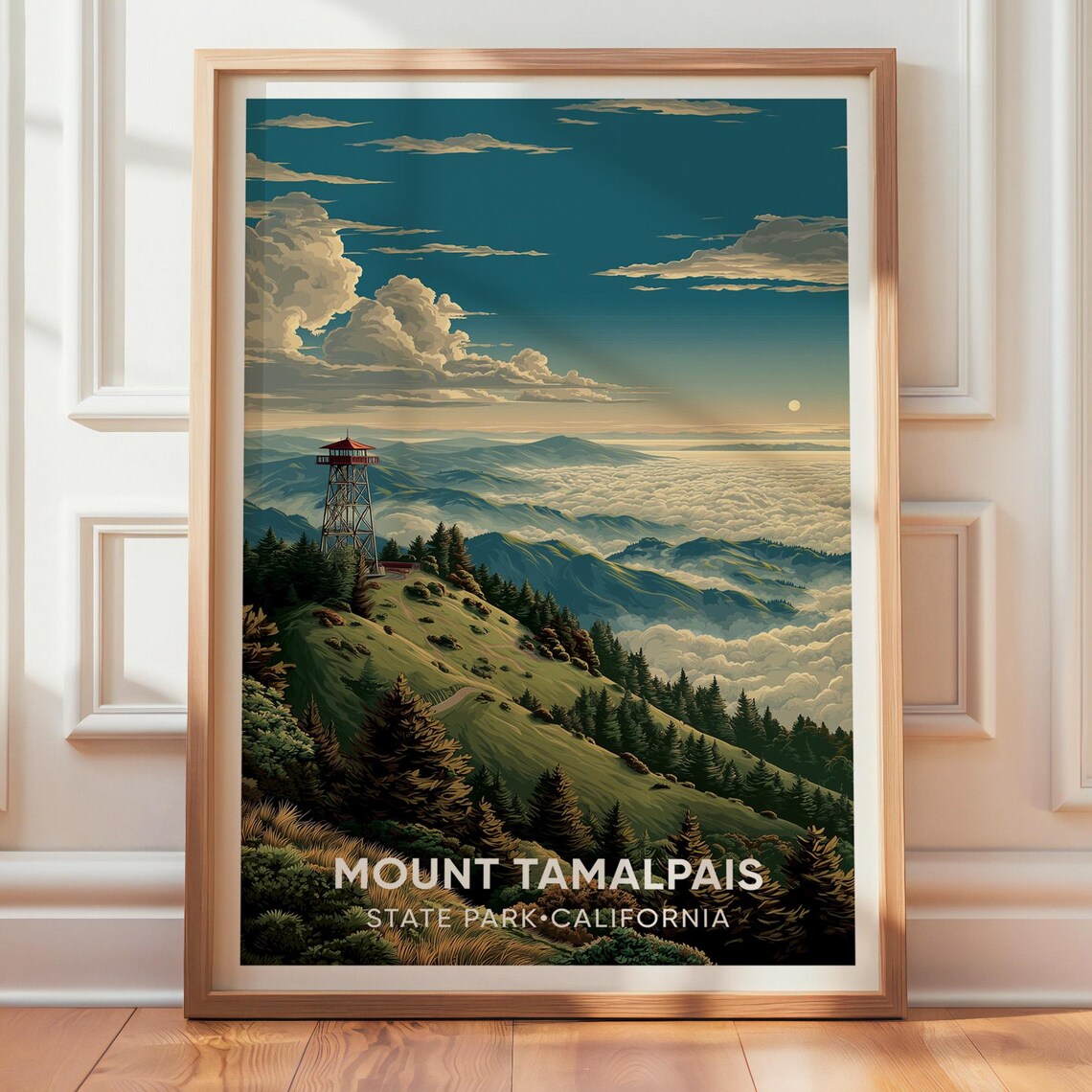 Mount Tamalpais Vintage Travel Poster, California Landscape