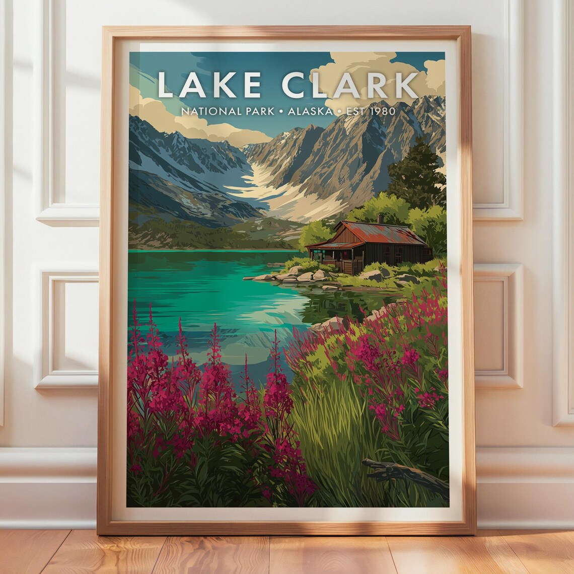 Lake Clark National Park Retro Travel Poster Print
