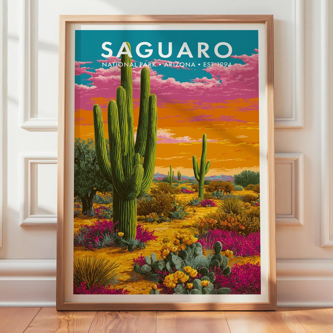 Saguaro National Park Retro Travel Poster