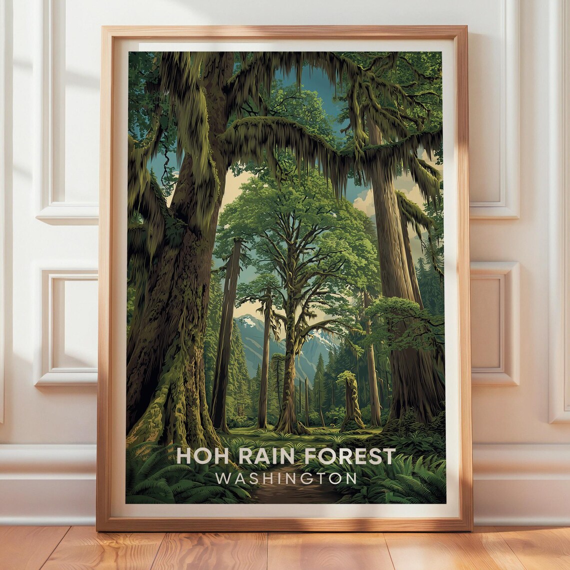 Hoh Rain Forest Vintage Washington Travel Poster