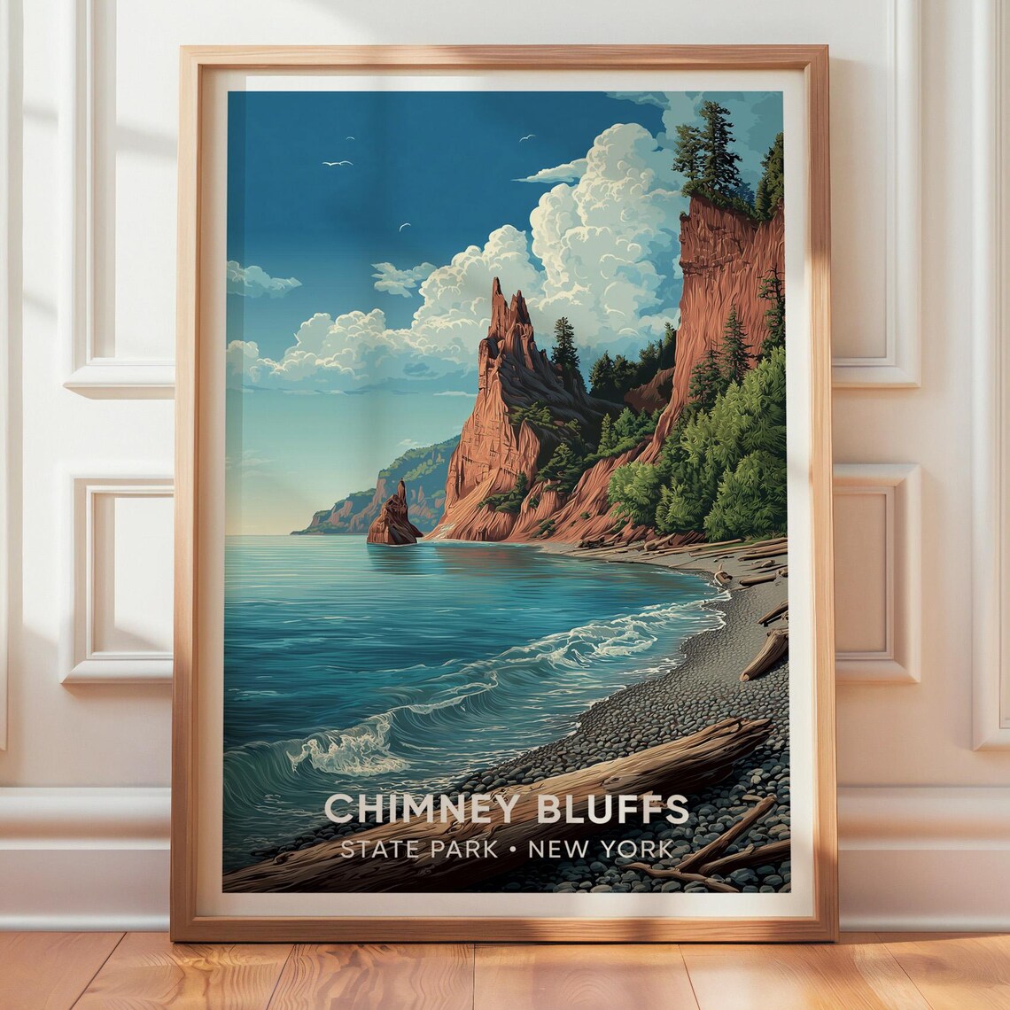 Chimney Bluffs State Park Vintage Travel Poster