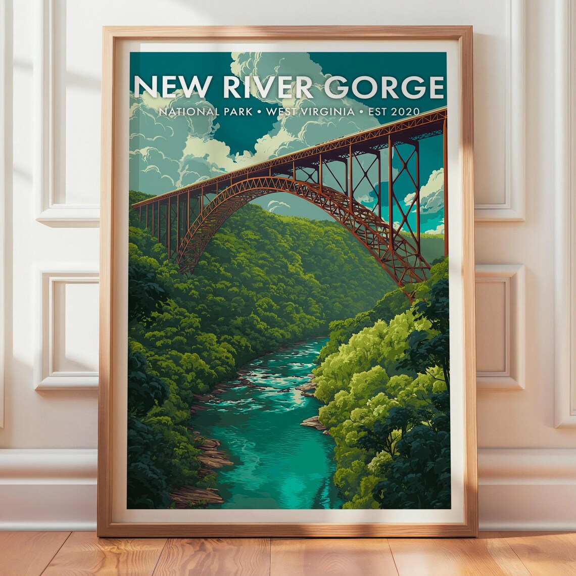 New River Gorge National Park Retro Travel Poster