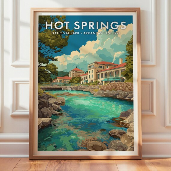 Hot Springs National Park Retro Travel Poster