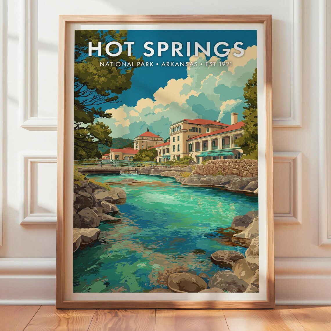 Hot Springs National Park Retro Travel Poster