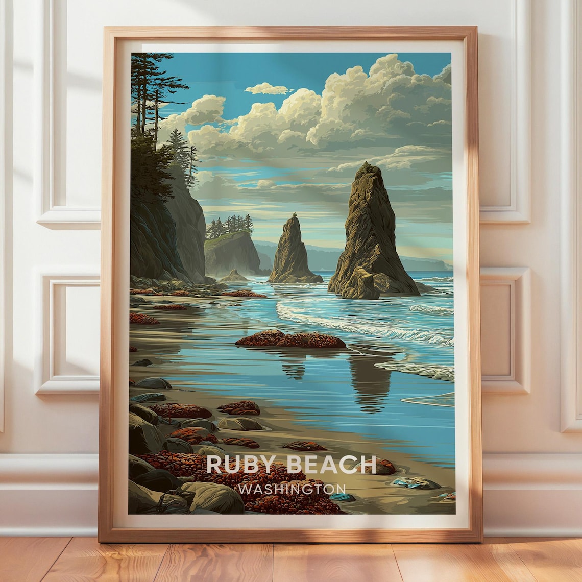 Ruby Beach Washington Vintage Travel Poster