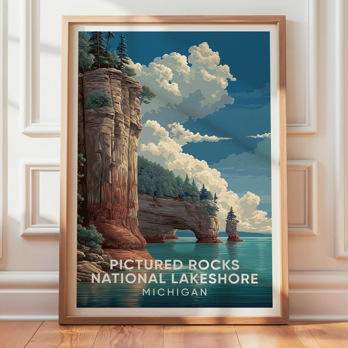Pictured Rocks National Lakeshore Vintage Travel Poster