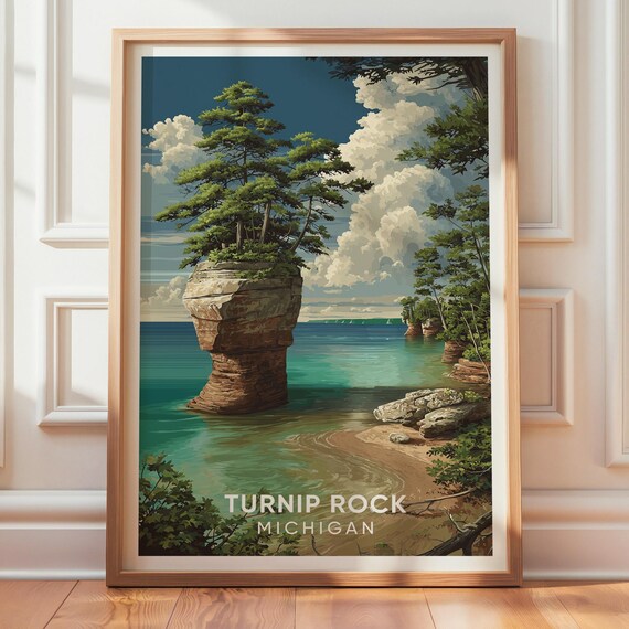 Turnip Rock Michigan Vintage Travel Poster