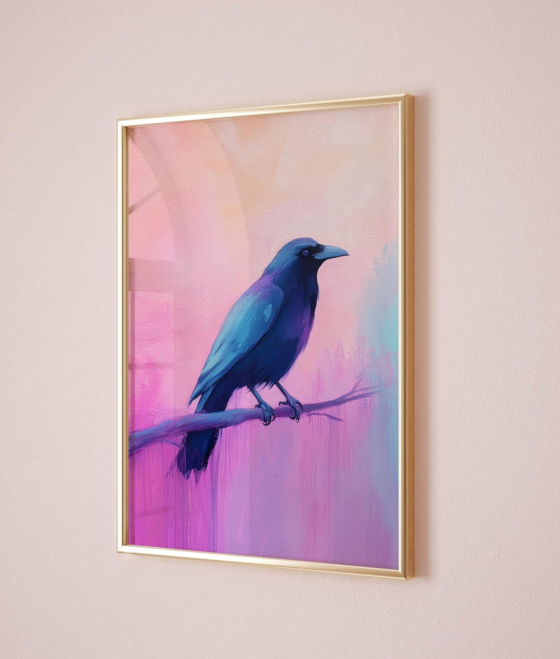 Pastel Crow Painting Pink Halloween Spooky Bird Decor Pinkoween Poster - Image 2