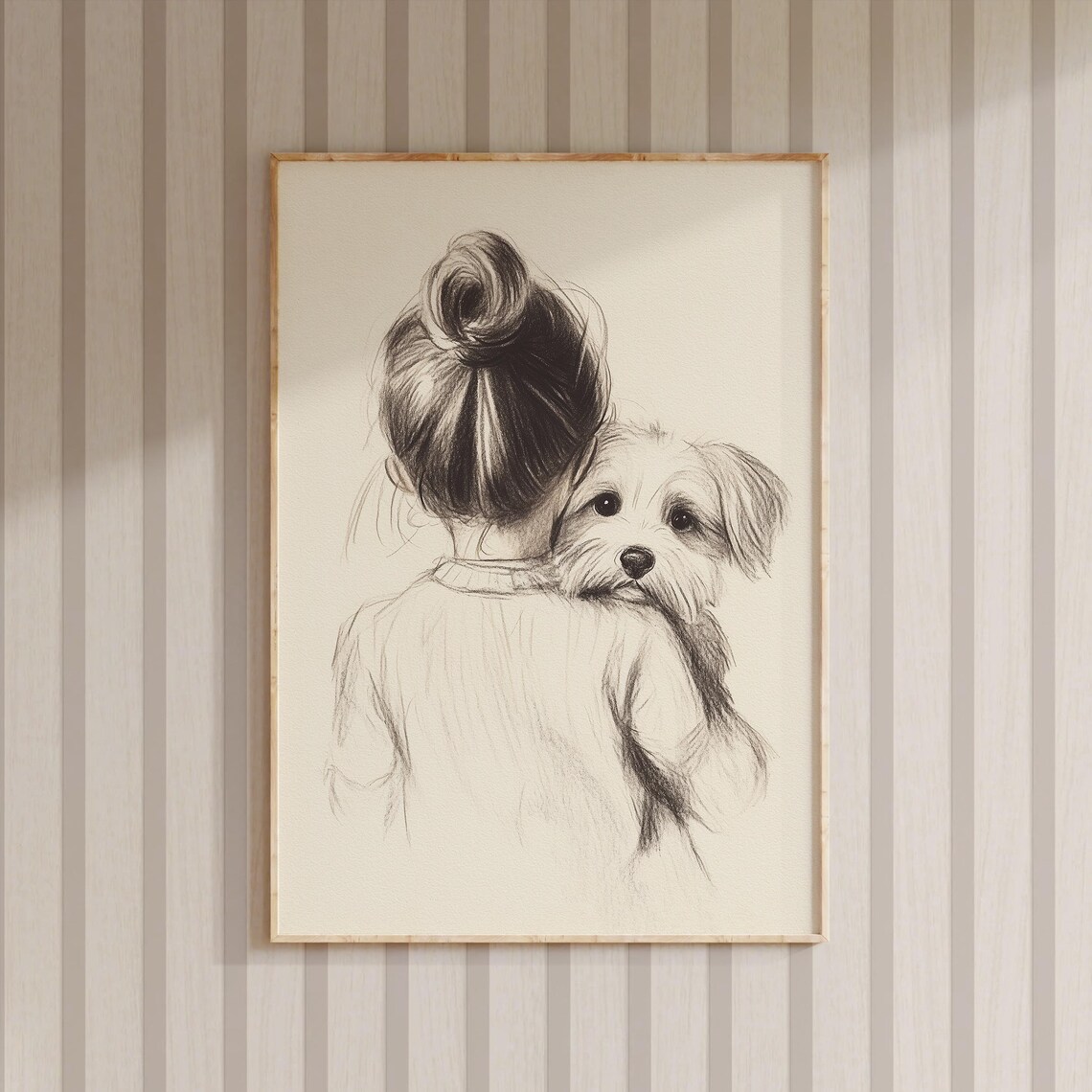 Girl and Dog Nursery Sketch Art Print