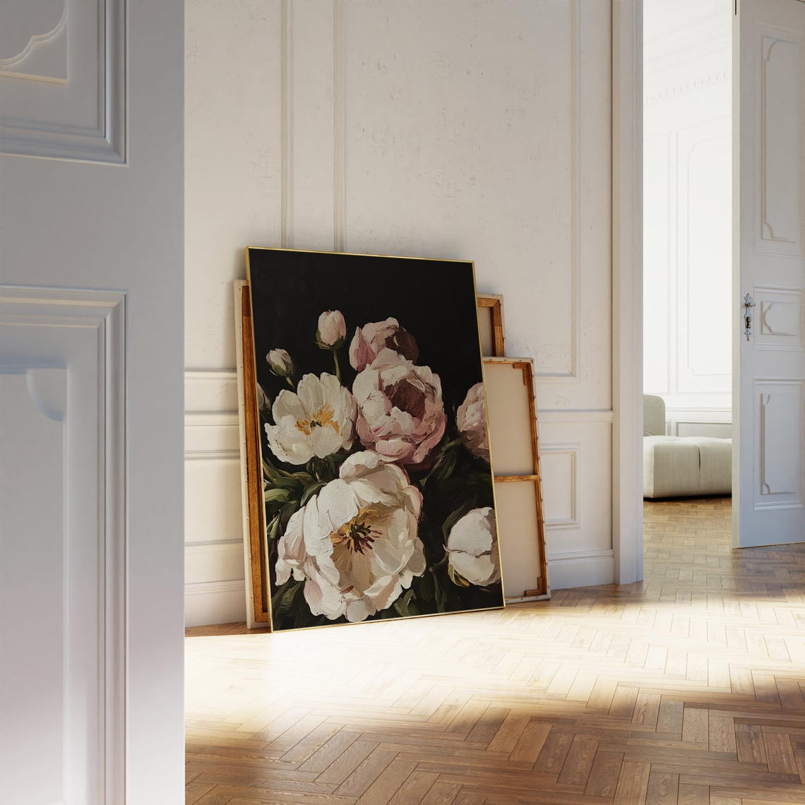 Vintage Moody Flowers Painting Print French Country Farmhouse Decor Dark Flowers Bouquet Still Life Painting Floral Wall Art - Image 2