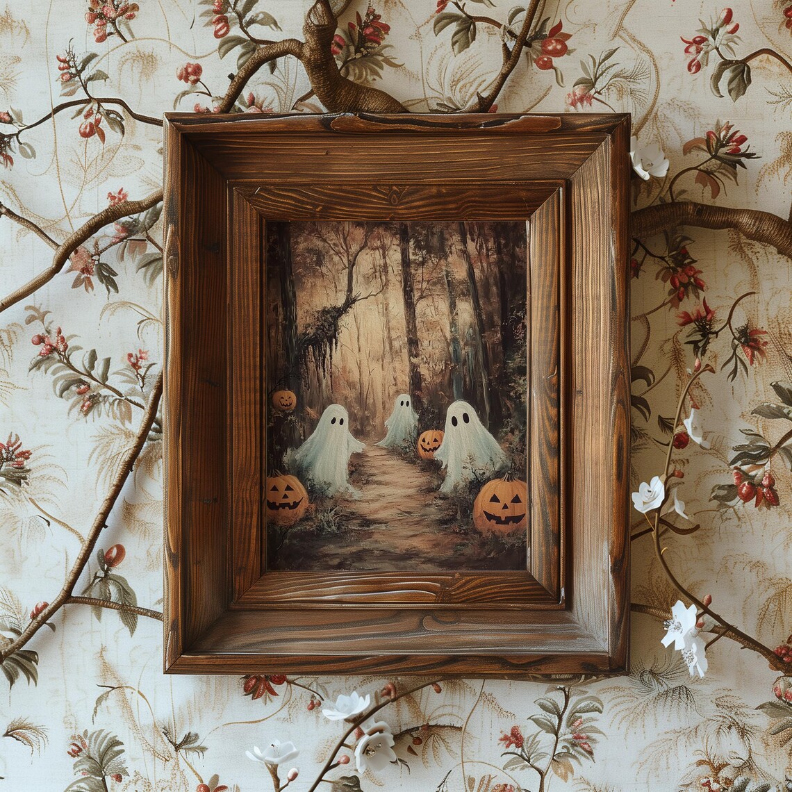 Moody Ghosts in a Forest, Vintage Autumn Print - Image 4