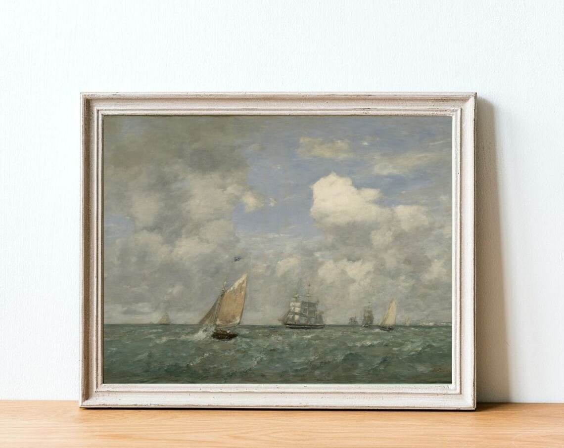 Vintage Ship Ocean Painting, Nautical Seascape Art Print - Image 4