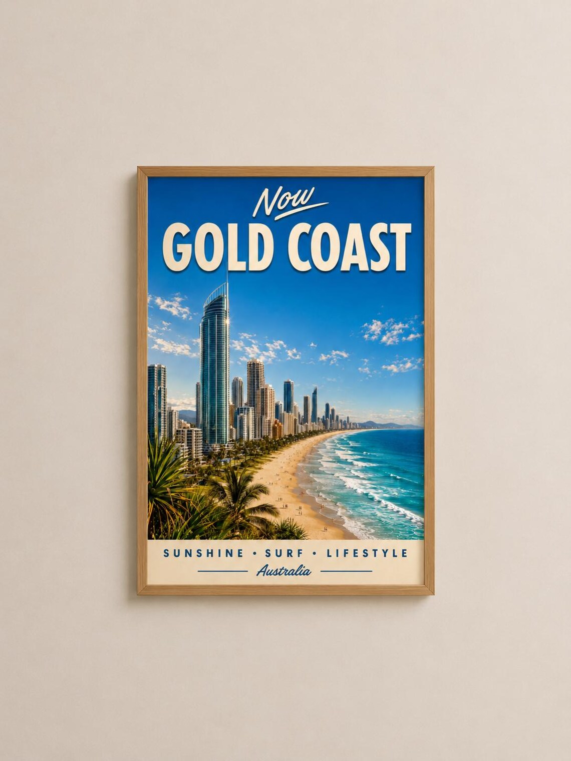 Gold Coast Australia Sunshine Surf Lifestyle Vintage Travel Poster