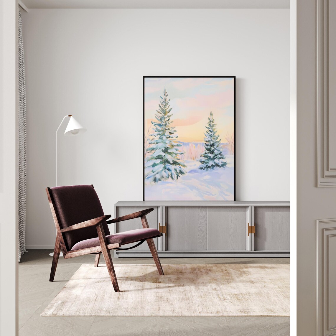 Winter Pastel Christmas Tree, Holiday Decor Art Print - Image 3