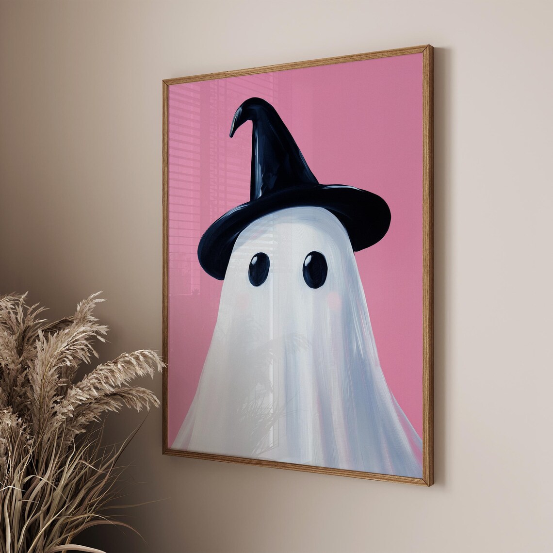 Ghost With Witch Hat Painting, Cute Halloween Decor - Image 4