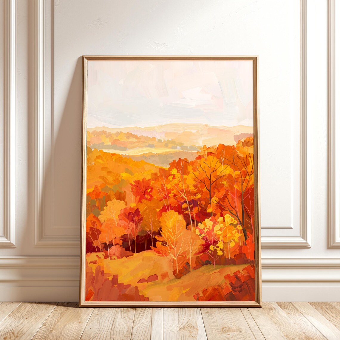Autumn Colorful Landscape Painting, Fall Trees Art Print