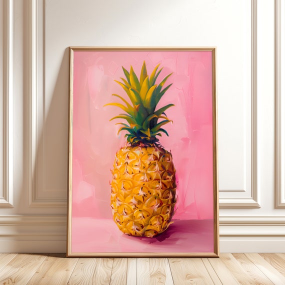 Pink Pineapple Painting, Tropical Fruit Art Print