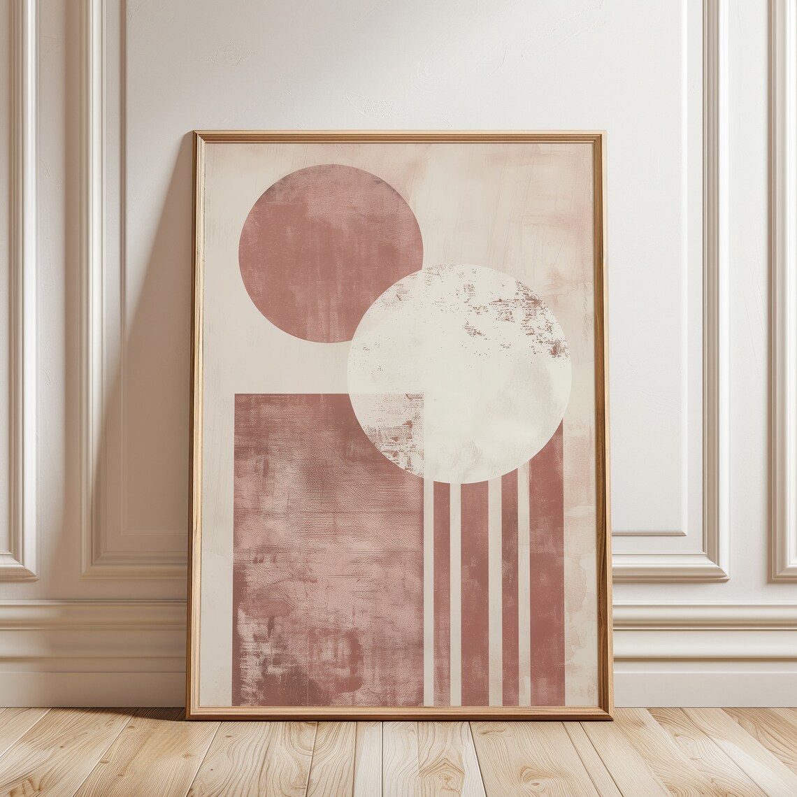 Minimalist Geometric Wall Art, Abstract Pink Print