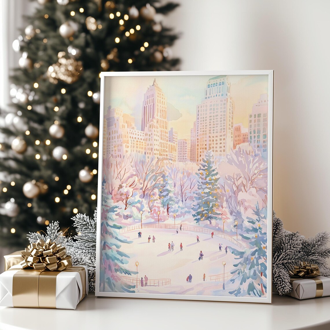 Pastel Christmas In The City, New York City Art Print - Image 2