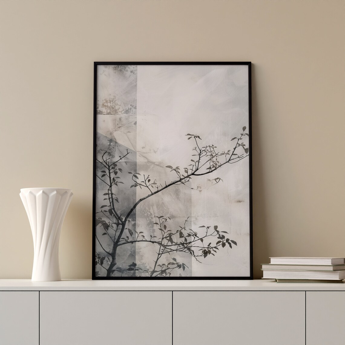 Japandi Neutral Grey Abstract Art Print, Wabi Sabi - Image 4