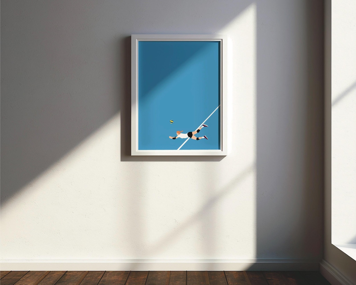 Volleyball Player Art Print, Minimal Modern Pop Art - Image 3