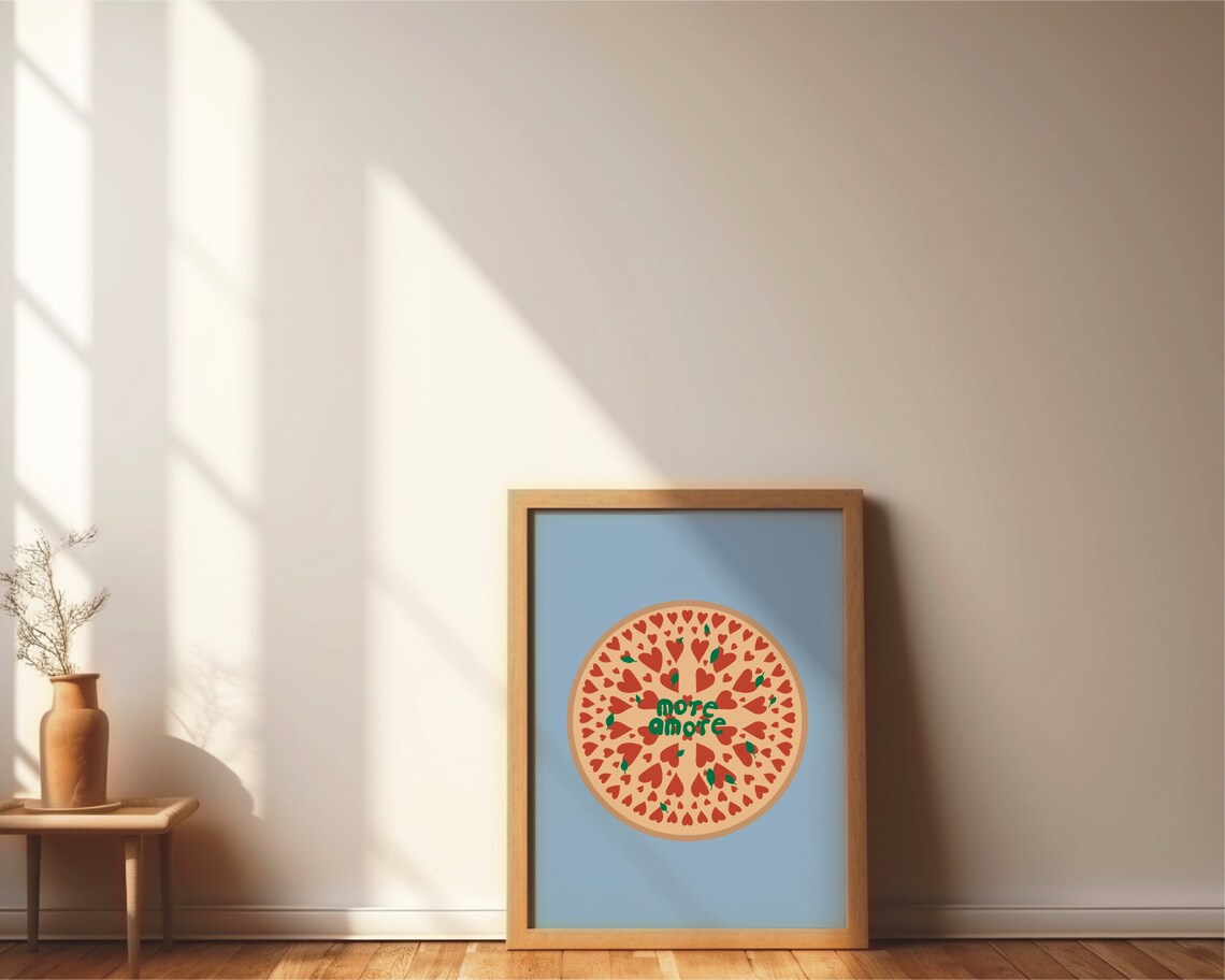More Amore Pizza Quote Poster Print, Funny Love - Image 4