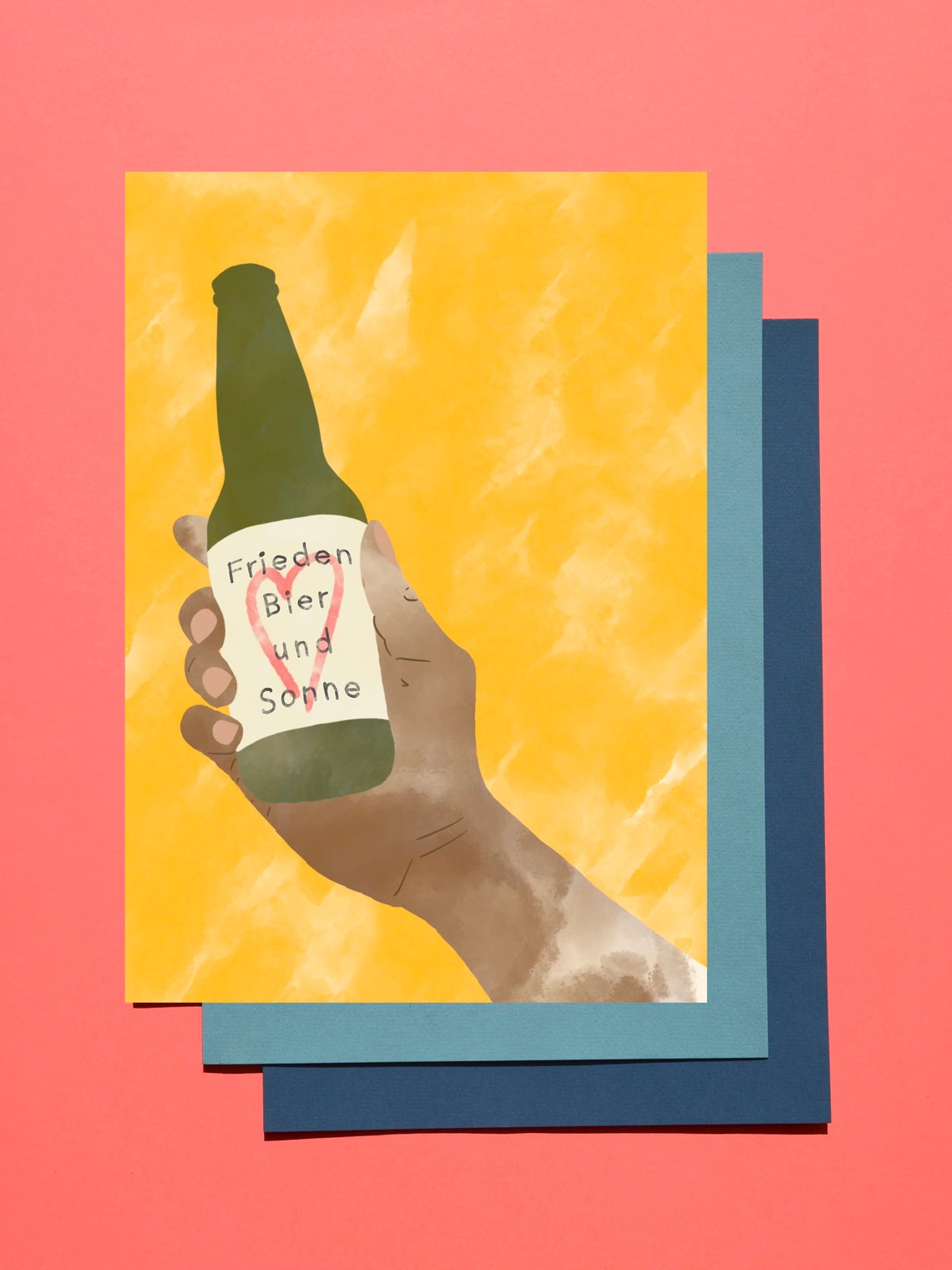 Frieden Bier Und Sonne German Beer Bottle Summer Fun Art Poster - Image 3
