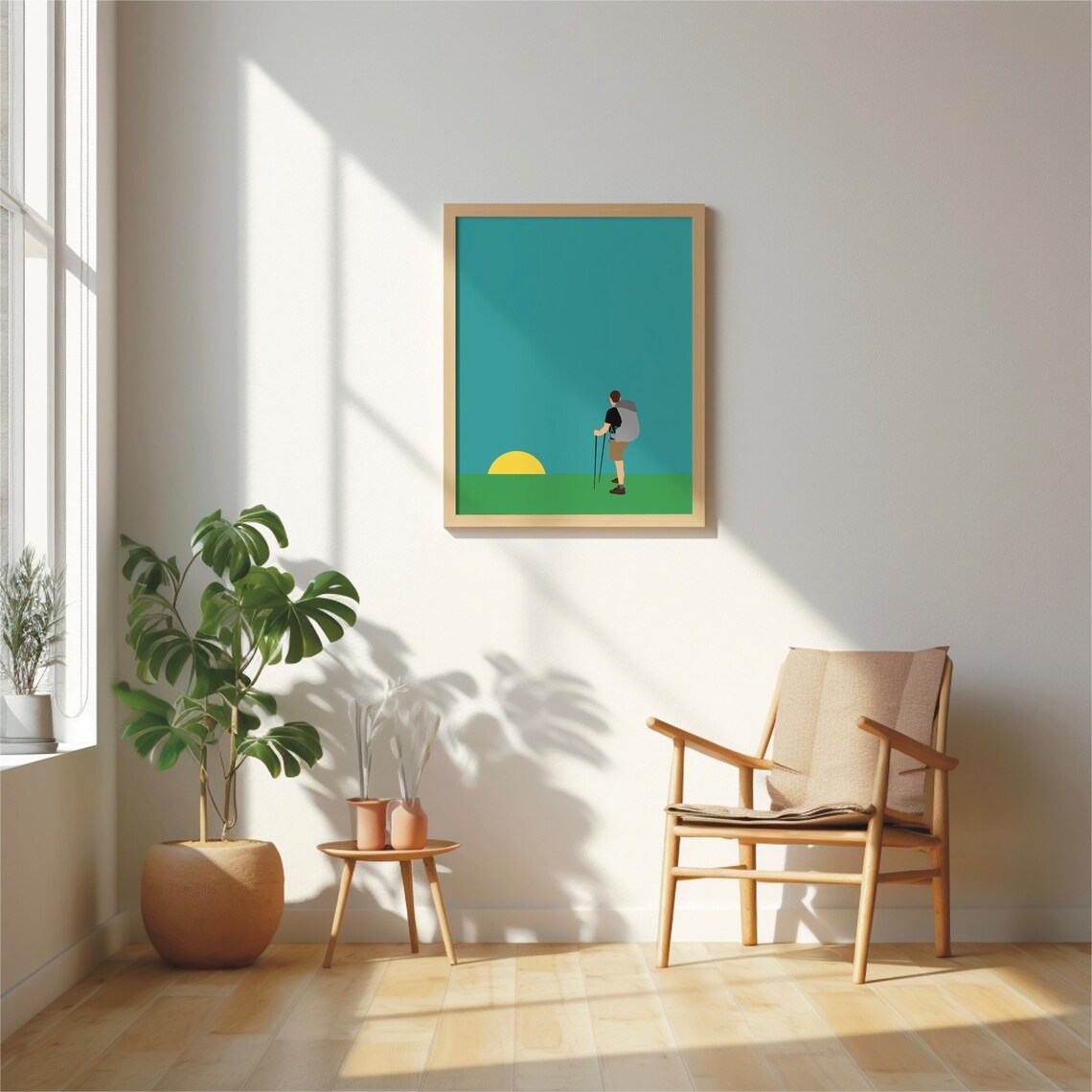 Hiker Minimal Modern Art Print, Hiking Mountains - Image 5