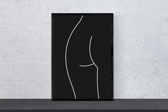 Naked Lines Po 2 Art Print Minimal Modern Wall Art A4 Black White Sketch Nude Erotic Gift For Her